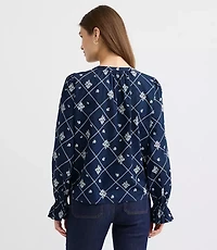 Petite Bouquet Ruffle Cuff Blouse