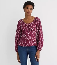 Petite Floral Cinched Scoop Neck Top
