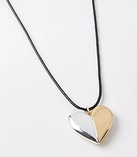 Mixed Metal Heart Pull Tie Necklace