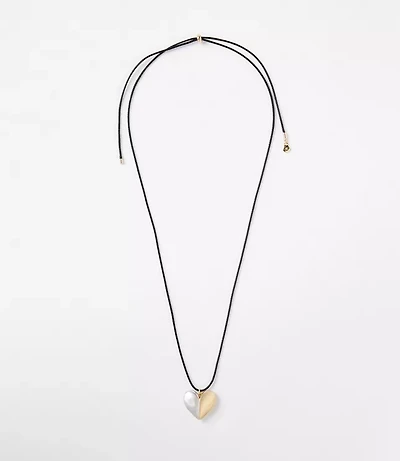 Mixed Metal Heart Pull Tie Necklace