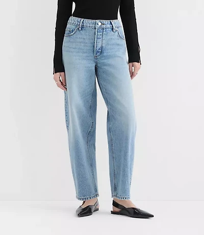 Rivete Tall Curvy Mid Rise Barrel Jeans Aura Wash
