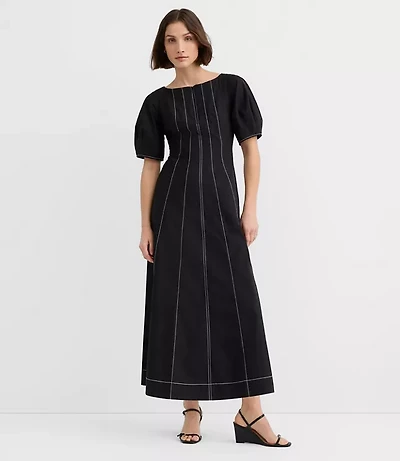 Tall Poplin Seamed Midi Pocket Dress