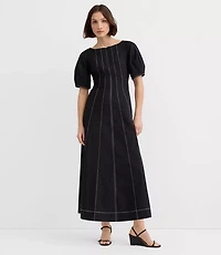 Tall Poplin Seamed Midi Pocket Dress