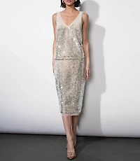 Greylin Ivy V-Neck Velvet Sequin Top