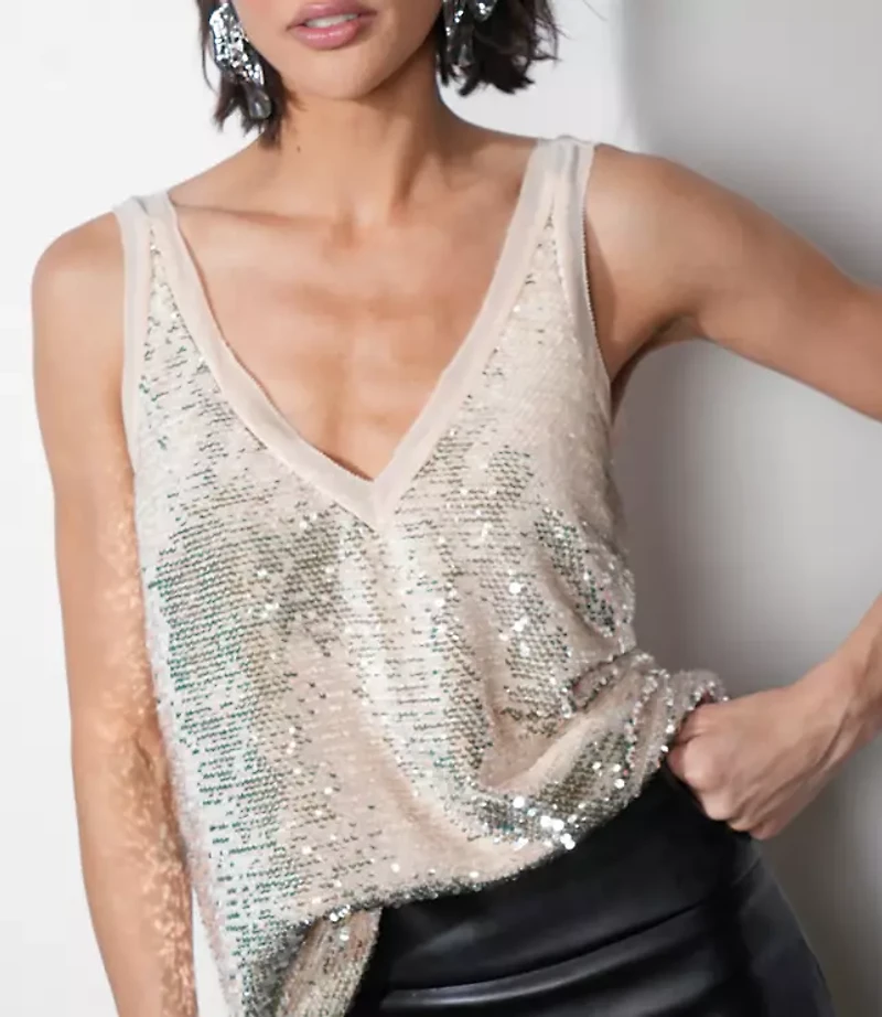 Greylin Ivy V-Neck Velvet Sequin Top