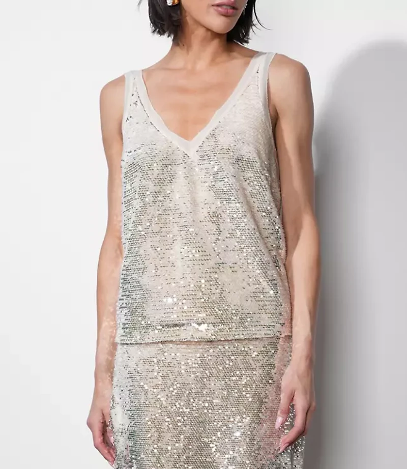 Greylin Ivy V-Neck Velvet Sequin Top