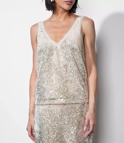 Greylin Ivy V-Neck Velvet Sequin Top