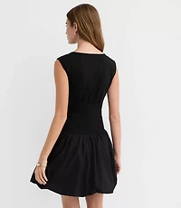 Petite Mixed Media Bubble Dress