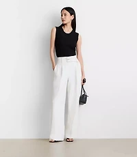 LOFT Versa Crepe Drape Double Belted Wide Leg Pants