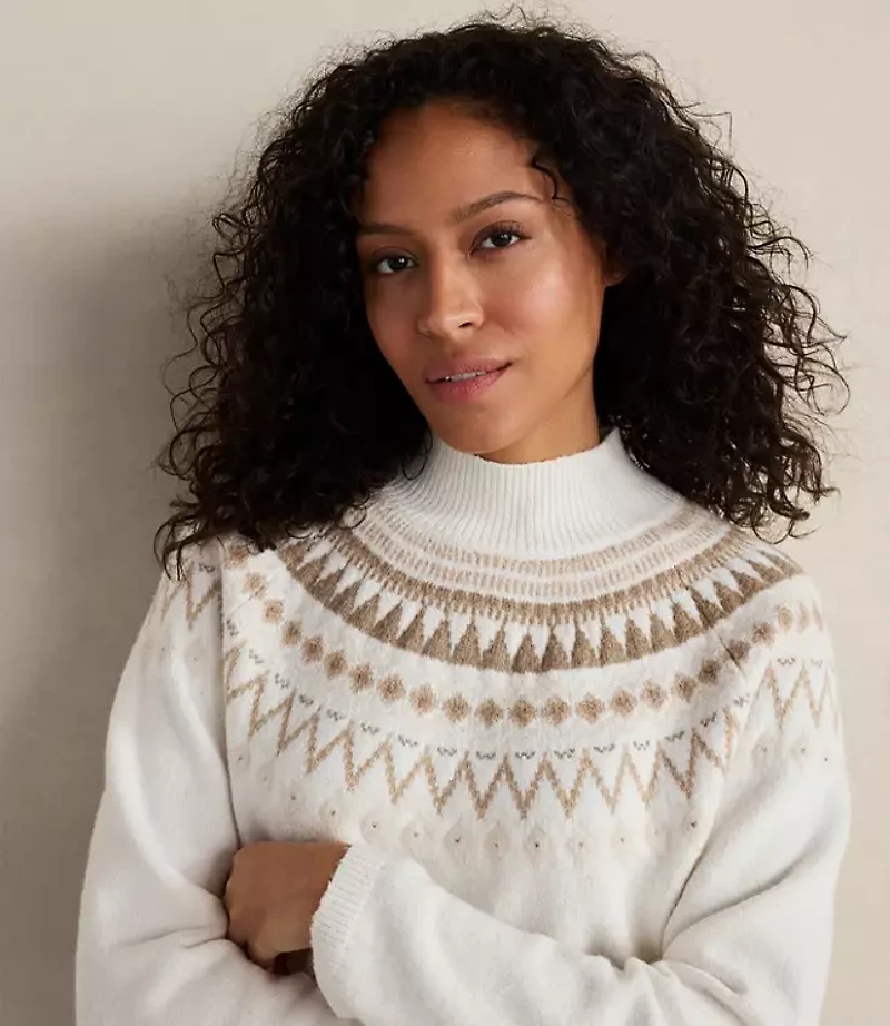Haven Well Within Organic Cotton Blend Fairisle Mock Neck Sweater