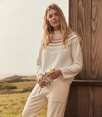 Haven Well Within Organic Cotton Blend Fairisle Mock Neck Sweater