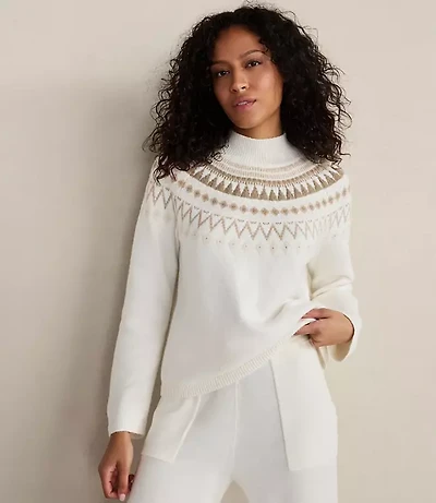 Haven Well Within Organic Cotton Blend Fairisle Mock Neck Sweater