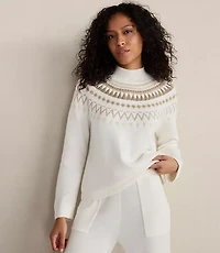 Haven Well Within Organic Cotton Blend Fairisle Mock Neck Sweater