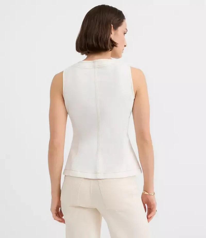 Denim Pocket Vest Ivory