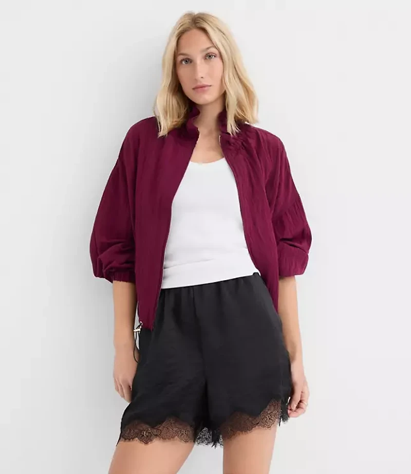 Lace Trim Satin Shorts