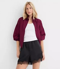 Lace Trim Satin Shorts