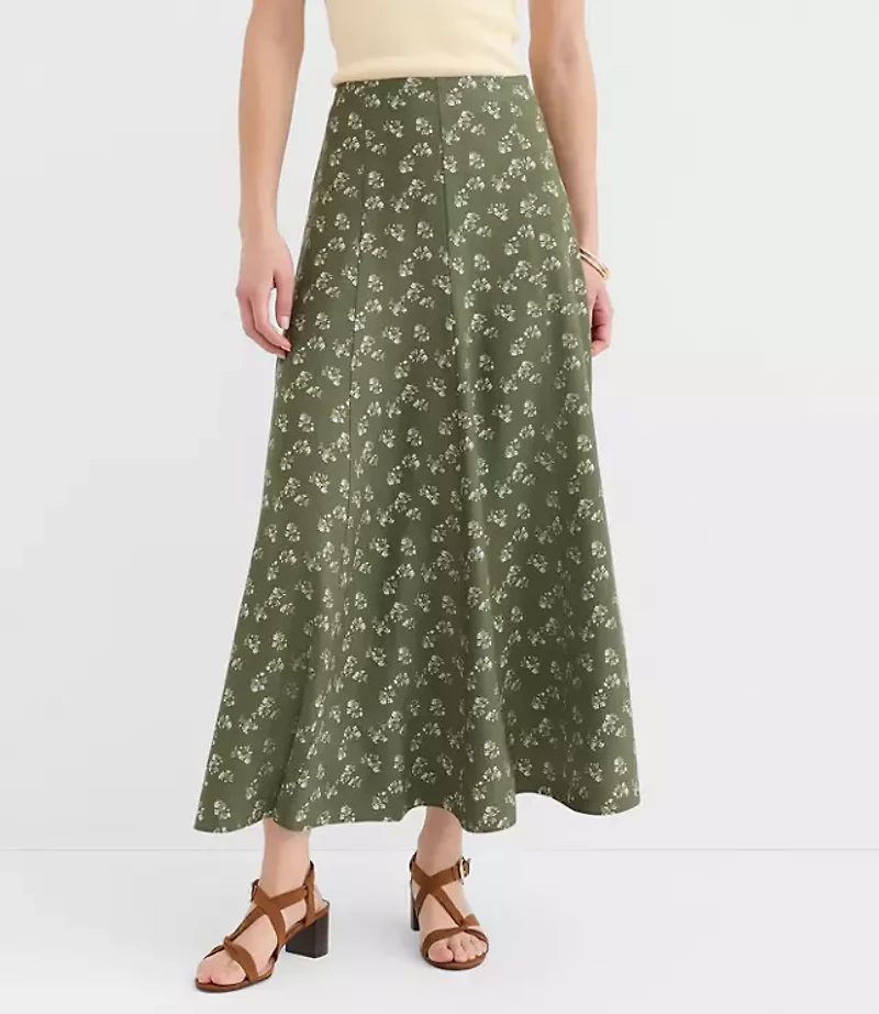 Floral Gored Midi Skirt