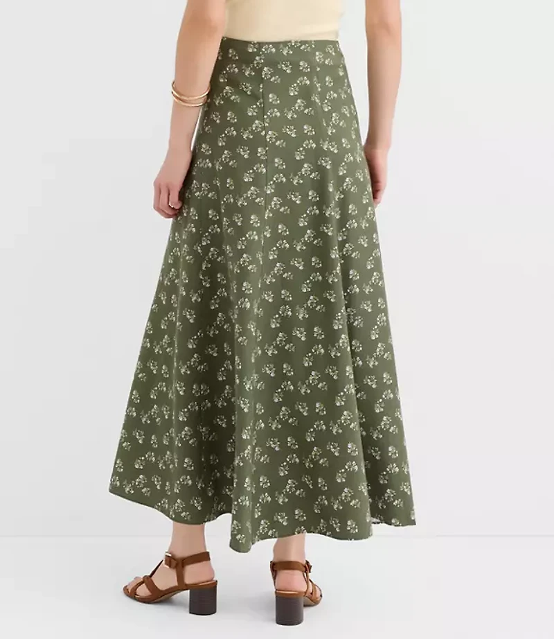Floral Gored Midi Skirt