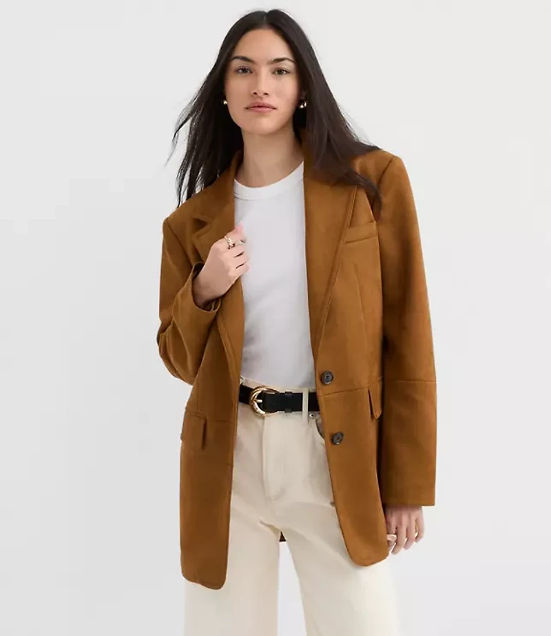 Faux Suede Oversized Blazer