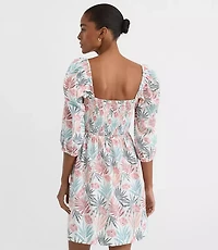 LOFT Beach Palm Linen Cotton Cutout Mini Dress