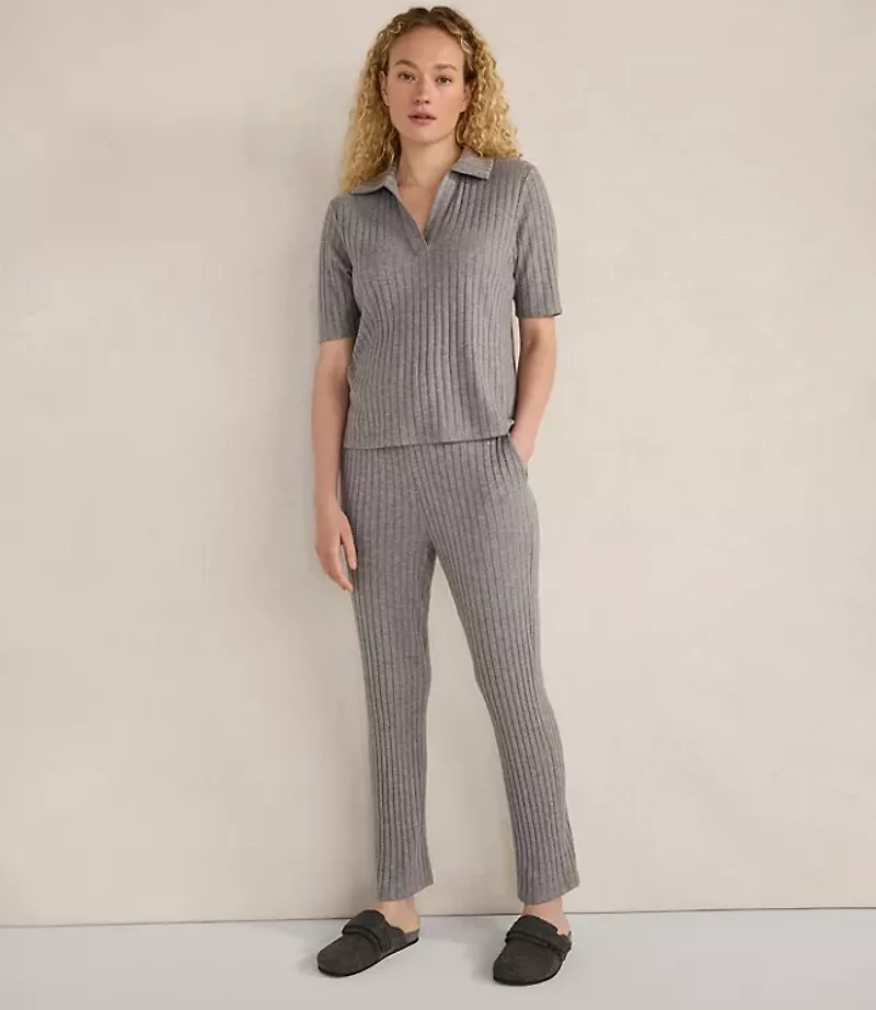 Haven Well Within Wide Rib Knit Johnny Collar Top