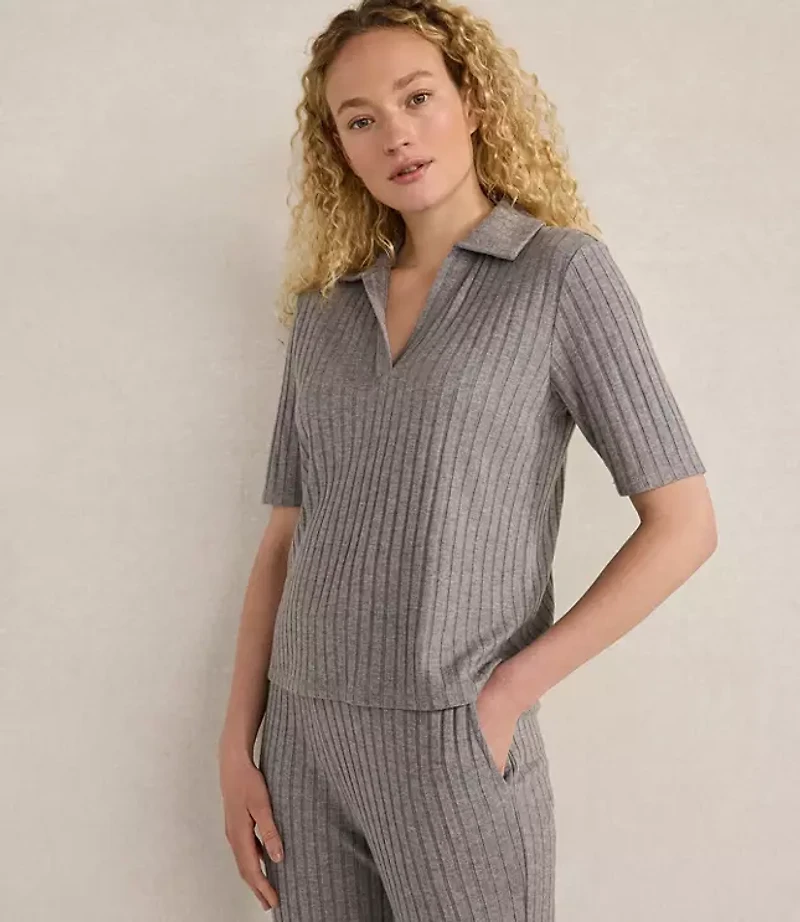 Haven Well Within Wide Rib Knit Johnny Collar Top