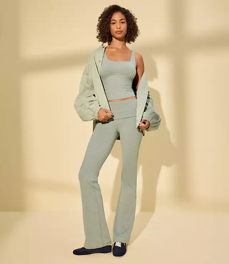 Petite Lou & Grey Heathered Brushedsoft Foldover Flare Pants