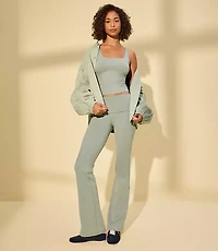 Petite Lou & Grey Heathered Brushedsoft Foldover Flare Pants