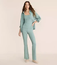 Petite Lou & Grey Heathered Brushedsoft Foldover Flare Pants