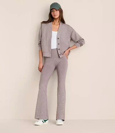 Petite Lou & Grey Heathered Brushedsoft Foldover Flare Pants