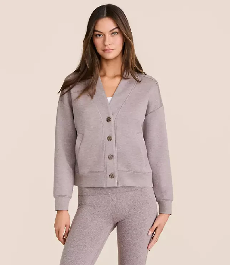 Petite Lou & Grey Heathered Scubasoft V-Neck Pocket Cardigan