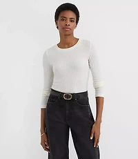 Petite Puckered Long Sleeve Crew Neck Tee