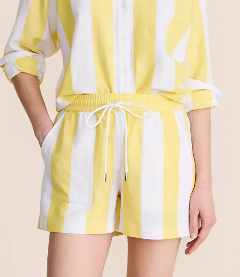 Petite Lou & Grey Striped Linen Cotton Shorts