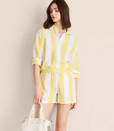 Petite Lou & Grey Striped Linen Cotton Shorts