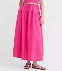 LOFT Beach Linen Cotton Drawstring Maxi Pocket Skirt