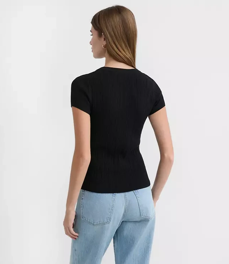 Textured Cap Sleeve Cardigan