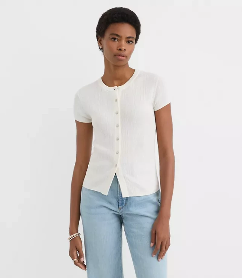 Textured Cap Sleeve Cardigan