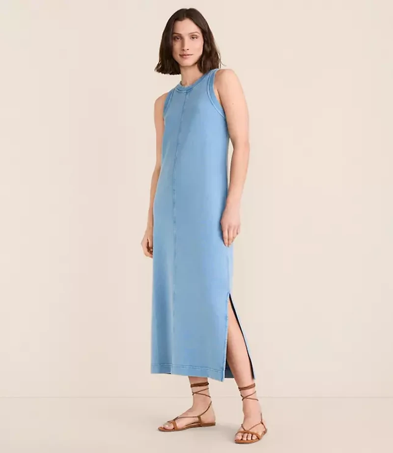 Petite Lou & Grey Denim Washed Terrysoft Tank Midi Pocket Dress