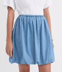 Petite Chambray Ruched Bubble Mini Skirt