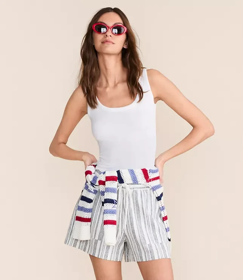 Lou & Grey Striped Linen Cotton Shorts