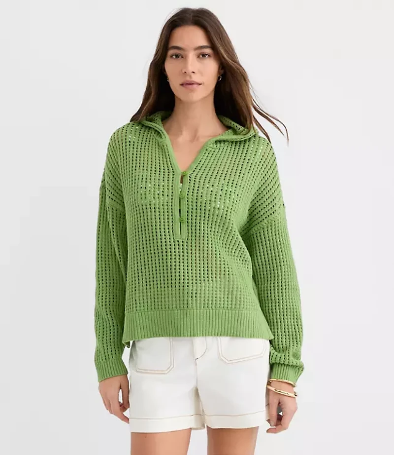 Petite LOFT Beach Mesh Stitch Hoodie