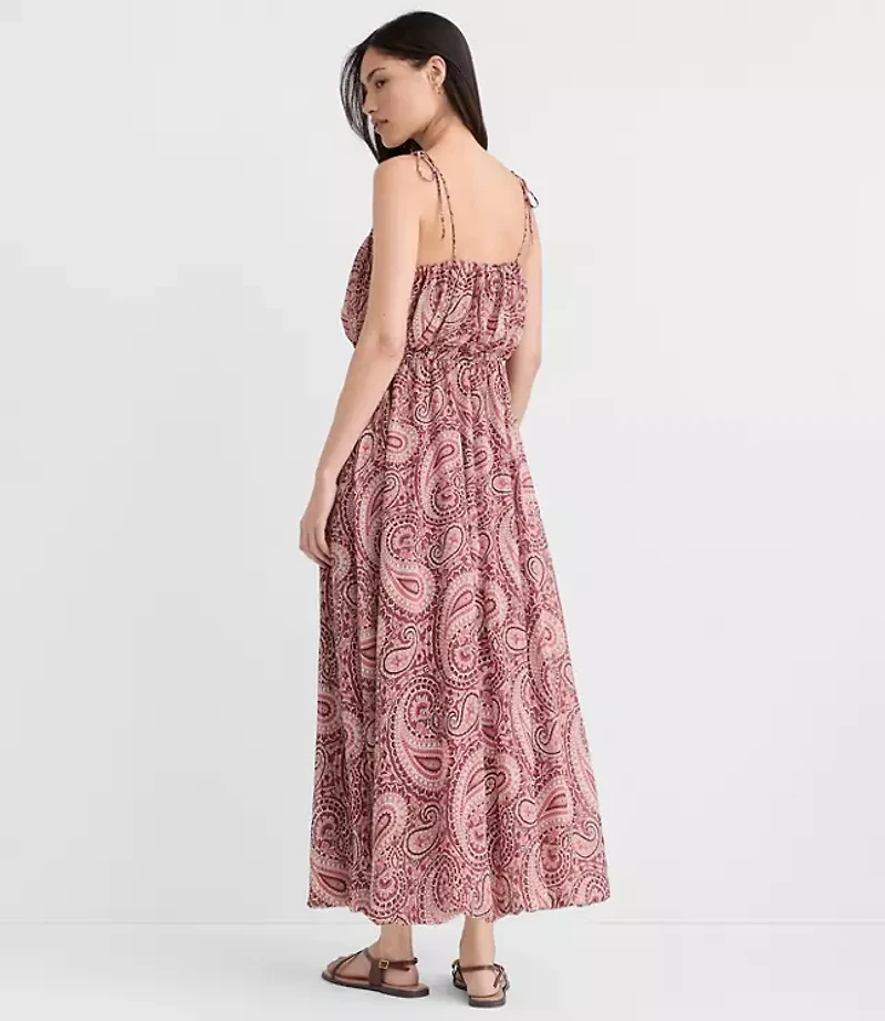 Paisley Tie Strap Bubble Maxi Dress