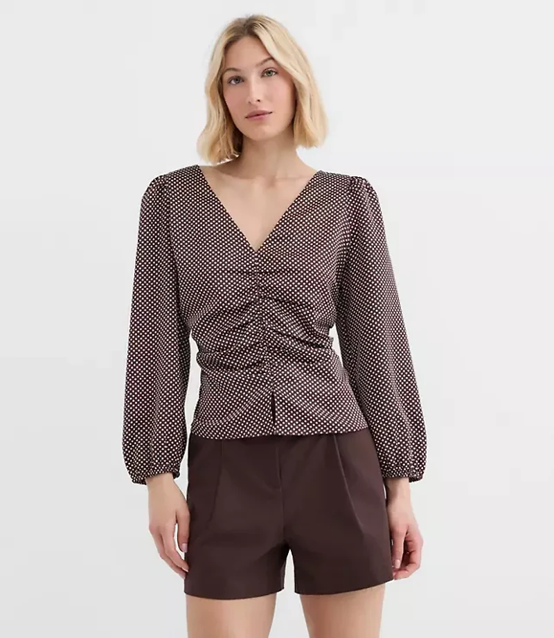 Pindot Ruched Blouse