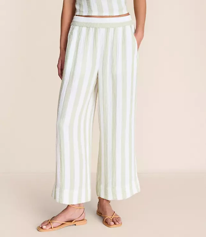 Lou & Grey Striped Triple Cloth Wide Leg Crop Pants