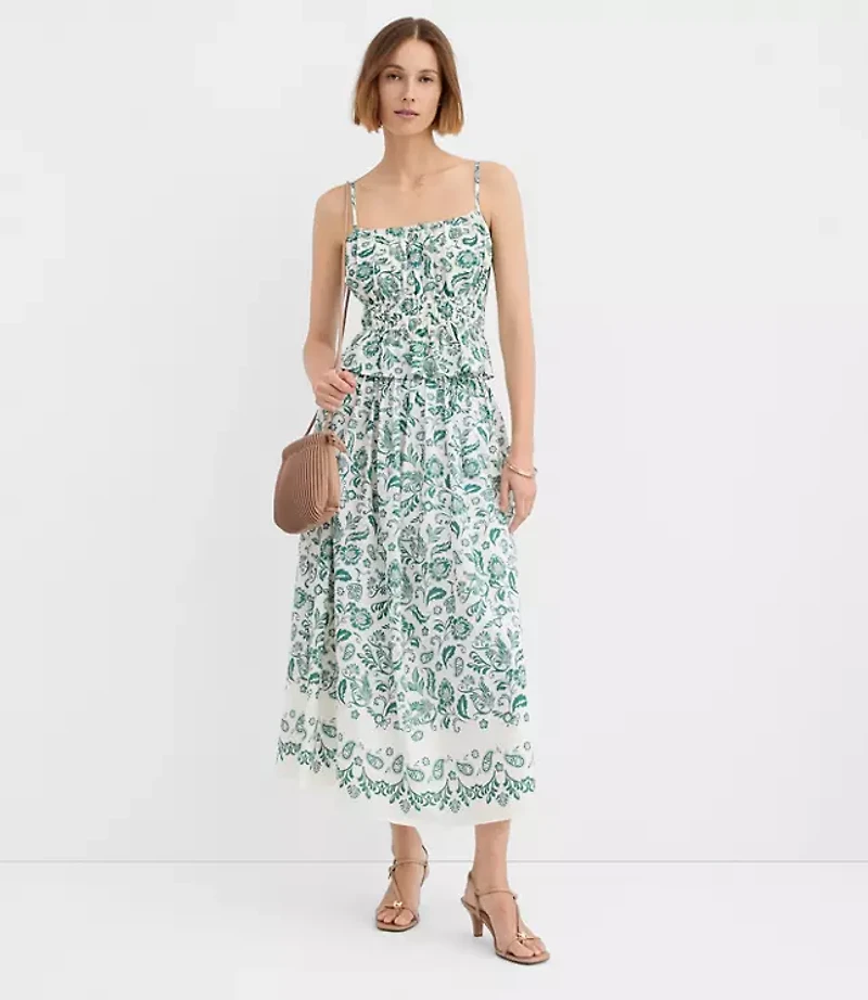 Petite Floral Pull On Midi Skirt