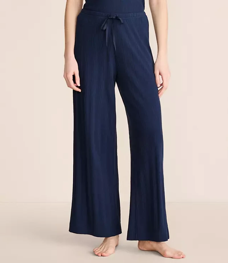 Lou & Grey Pointelle Striped Wide Leg Pajama Pants