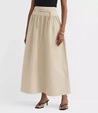 Petite Twill Belted Maxi Pocket Skirt