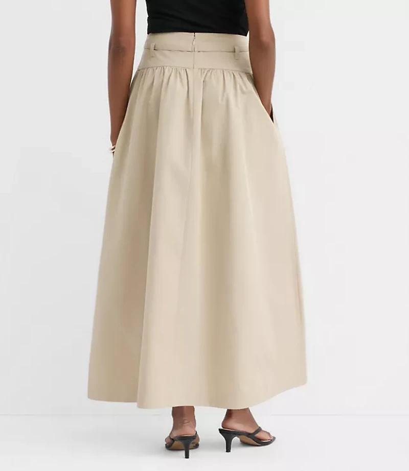 Petite Twill Belted Maxi Pocket Skirt