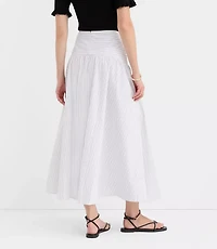 Petite Striped Yoke Poplin Maxi Skirt