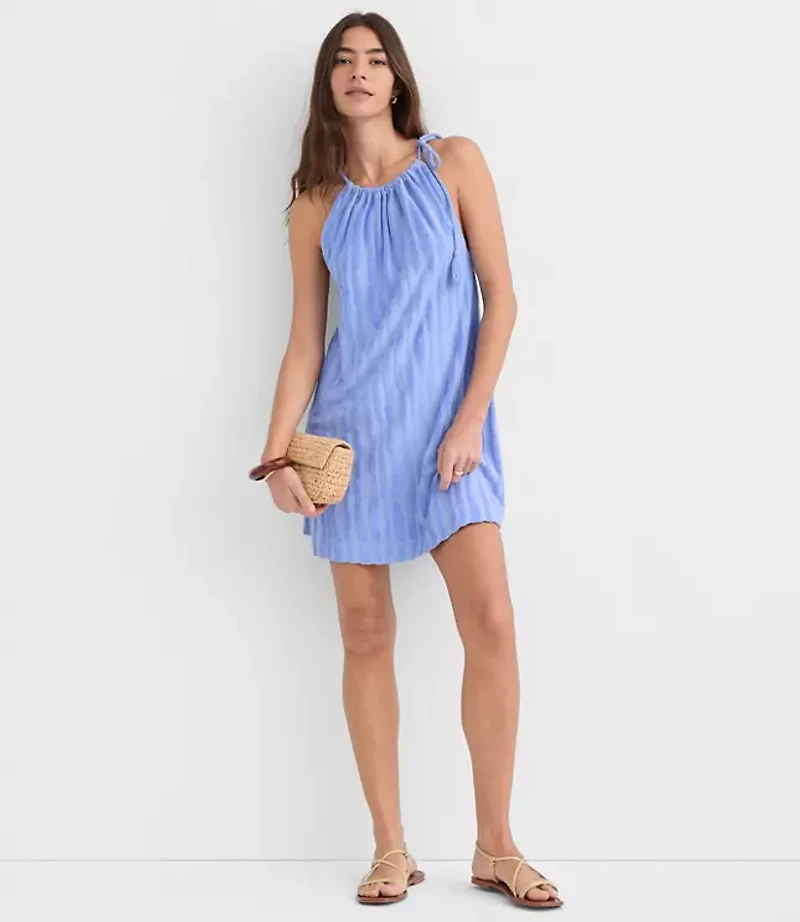 LOFT Beach Striped Terry Mini Halter Dress